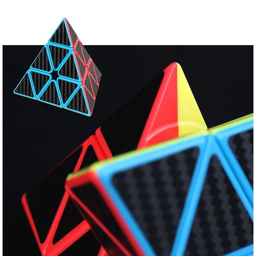 AMAZA 3X3 Pyramid Speed Cube Carbon Fiber Sticker Puzzle Cube 3X3X3 Speed Cube Triangle Magic Cube Puzzle Toy Magic Cube Puzzles
