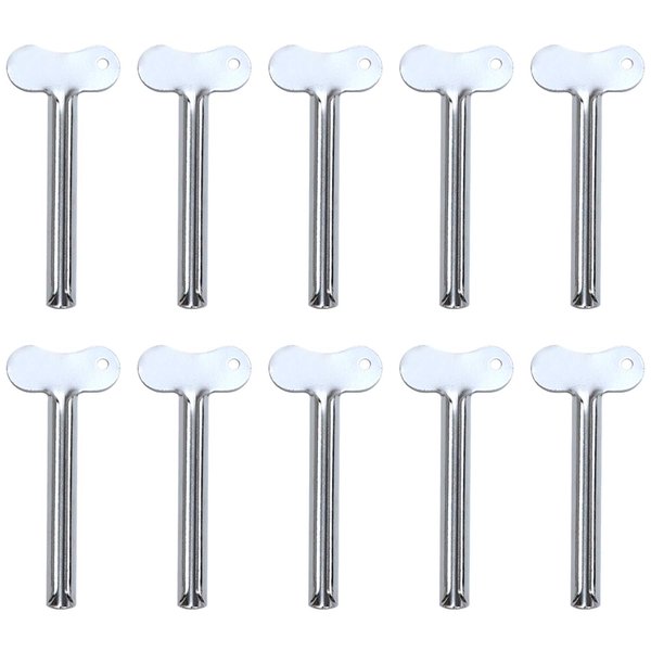 Azure Zone, 10 Pcs Stainless Steel Toothpaste Tube Squeezers Key Roller Tube Creams Paint Squeezer Tool for Bathroom Hair Dye Cosmetic