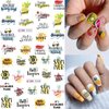 24 Sheets Summer Nail Art Stickers, Palm Tree Beach Water Transfer Nail Decals, 3D Anchor Design DIY Manicure Decorations for Women Girls
