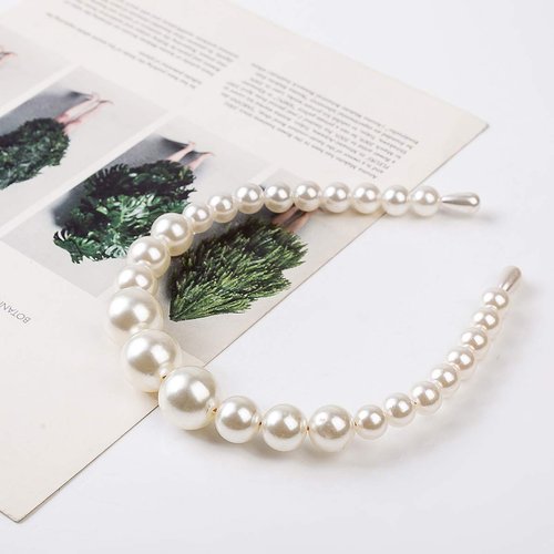 New Pearl Headbands Vintage Artificial Pearl Headbands Hair Hoop Twisted Velvet Tie Beading Wide Hairband Hair Accessories Hair Barrettes for Women Lady - 2 Packs