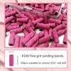 Nail Drill Bit, Corfulra Small Sanding Bands for Nail Drill with 3.1mm Mandrel Bit, 100pcs Newest 240 Fine Grit Nail File for Nature Acrylic Nails Cuticle Prep Nails，Pink