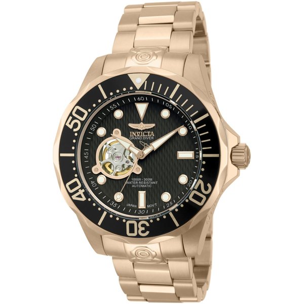 Invicta Men's 13713 Pro Diver Automatic Brown Textured Dial 18k Rose Gold Ion-Plated Watch