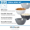 US Acrylic Fresco 28 oz. Plastic Stackable Snack Bowls for Cereal and Ice Cream in Grey Colors | Set of 8 | 6-inch Reusable, BPA-Free, Made in the USA, Dishwasher Safe Dinnerware