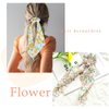 Jewemia Hair Scarf Scrunchies for Women Knotted Bow Hair Ties Long Hair Floral Hair Ribbon for Girls Detachable Elastic Bands Hair Scrunchies for Beach Party Dating 6 pcs
