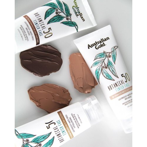 Australian Gold Botanical SPF 50 Tinted Sunscreen for Face, Non-Chemical BB Cream & Mineral Sunscreen,Water-Resistant,Matte Finish,For Sensitive Facial Skin,Rich to Deep Skin Tones, 3 FL Oz, Rich-Deep