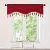 ELKCA Double-Sided Chenille Window Curtains Tier for Kitchen Burgundy Red Scalloped Valance for Living Room,Pack of 1(Burgundy Red, 52" W x 18" L)