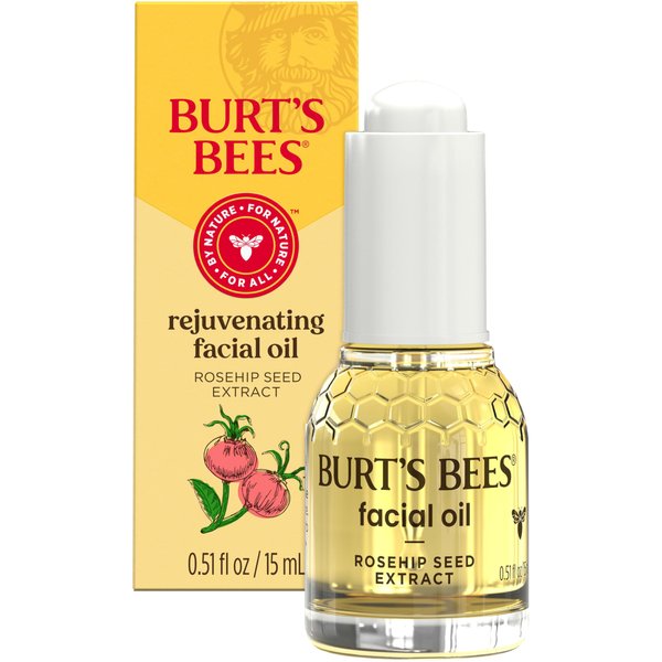 Burt's Bees Gua Sha Face Oil With Rosehip Seed Extract, Mothers Day Gifts, Reduces Appearance of Fine Lines and Wrinkles, Use with Ice Roller & Facial Tools, Natural Origin Skin Care, 0.51 fl. oz.