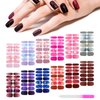 168 Pieces 12 Sheets Full Wrap Nail Polish Stickers Self Adhesive Glitter Gradient Marble Color Nail Decal Strips with Glass Nail File for Women Girls DIY Nail Craft (Lovely Style)