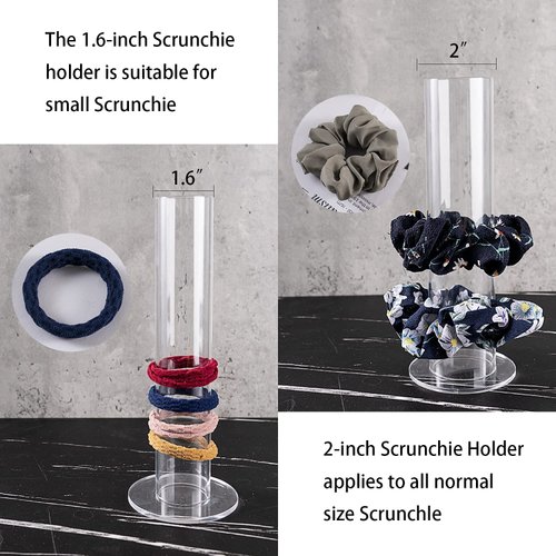 Coward 2 Pcs/Set Clear Acrylic Scrunchie Holder Hair Ties Accessories Organizer Jewelry Bracelet Display Stand For Girls (Acrylic 10.6 inch tall)