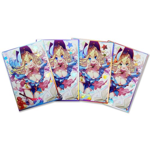 50ct (DarkMagicianGirl) Holographic Top Loading Trading Card Sleeves Deck Protector for YuGiOh/Japanese Art Anime Printing Card Sleeves Protectors 63x90mm (A03)