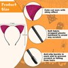 Cat Ears Headband for Women Girls - Cute Sparkle Glitter Hairband Halloween Cosplay Cat Costume Hair Accessories for Adult Kids Birthday Daily Wear Rose Red