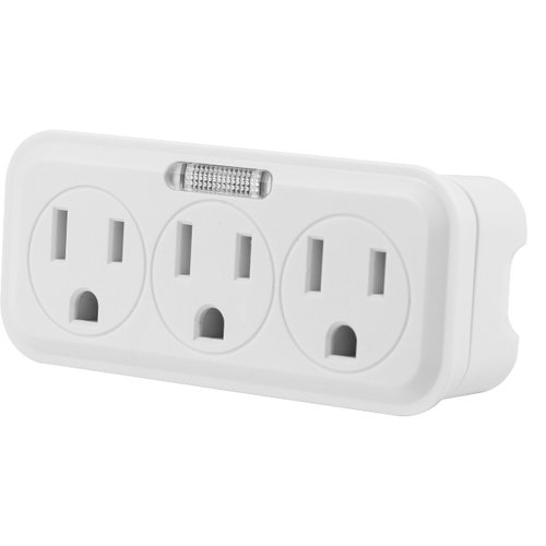 GE 3-Outlet Extender Wall Tap with Guide Light, Grounded Adapter, 3-Prong, Cruise Essentials, Indoor Rated, Use for Home Office School Dorm, UL Listed, White, 14494