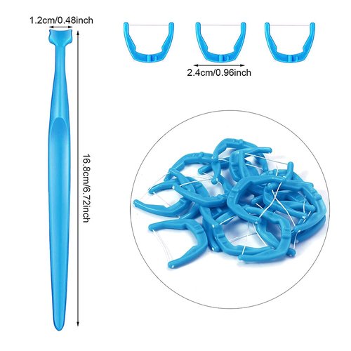 1 Piece Reusable Dental Floss Holder Handle +100 Pieces Replacement Floss Heads Teeth Stick Toothpicks Floss to Clean Between The Tooth