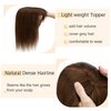 SEGO Hair Toppers for Women Real Human Hair With Bangs 7 * 13CM Silk Base 100% Remy Human Hair Clip in Top Wiglet Hair Pieces for Thinning Hair -10 Inch Medium Brown