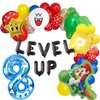 HOMEZZO Video Game 8th Birthday Party Supplies, Level Up Letter Balloons, Boo Balloon, Balloons Arch for Kids 8th Birthday Decorations