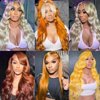 613 Lace Front Wig Human Hair 180 Density 13x4 Body Wave HD Transparent Lace Front Wigs Human Hair Blonde Wig Human Hair Glueless Wigs Human Hair Pre Plucked Pre Cut With Natural Hairline 28 Inch