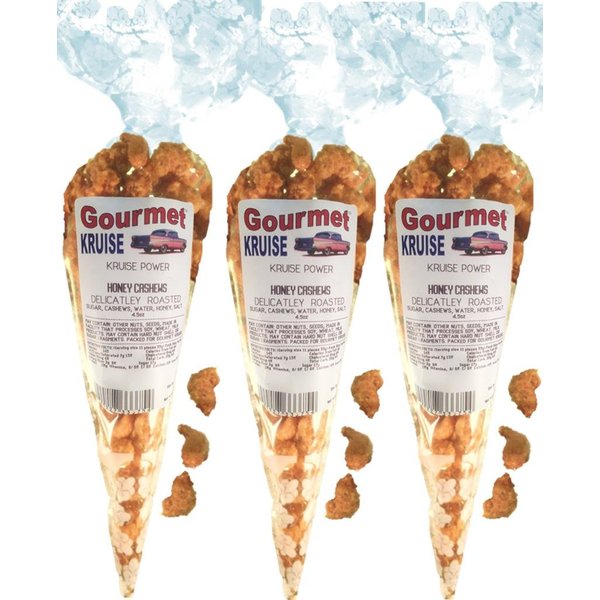 Cashews Honey Salted Roasted Delicately (3 Pack) (NET WT 13.5 OZ) Gourmet Kruise Signature Gift Bags