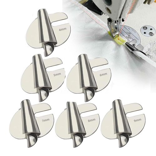 Sewing Rolled Hemmer Foot Universal 4-9mm 6 Sizes Rolled Hem Presser Foot Rolled Hem Attachment for Sewing Machine Sewing Rolled Hammer Foot Set Sewing Roller Hemmer Foot Hem Roller Hemming Tool