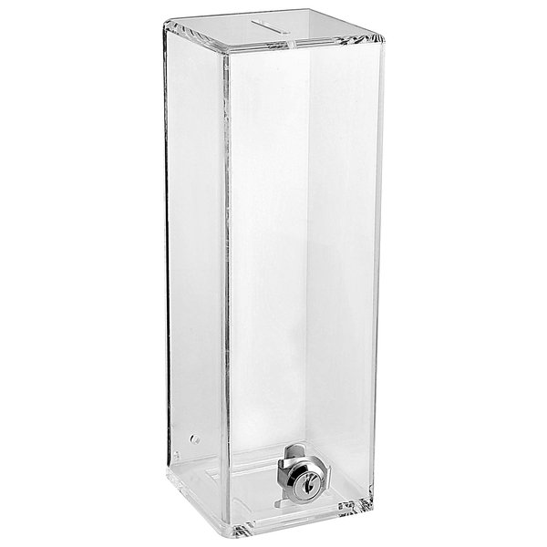 Square Tall Acrylic Donation Suggestion collection Box Tip and ticket Box with Flat top 10 x 4 x 4 inches, Lock With set of keys (Clear)
