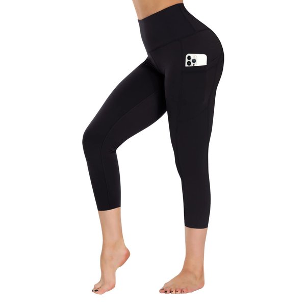 GAYHAY Leggings with Pockets for Women - 19" / 25" Yoga Pants High Waist Tummy Control Compression for Workout Black