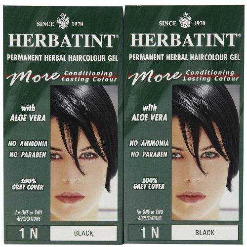 Herbatint Permanent Herbal Hair Color Gel, Black, 1N, 2 pk