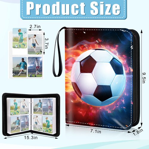 Hugestar Sports Card Binder, 4 Pocket Trading Card Binder Fits 400 cards, Double Sided Trading Card Holder with 50 Sleeves, Cards Holder Album for Football Baseball Basketball Hockey Card Collection