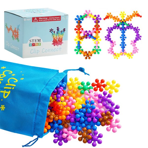 Chichalk Clip Connect 120 Piece Building Blocks | Diameter 1.26", STEM Building Toys Set Kindergarten Math Manipulatives for Kids Boys Girls, Educational Preschool Toys Activities Homeschool Supplies