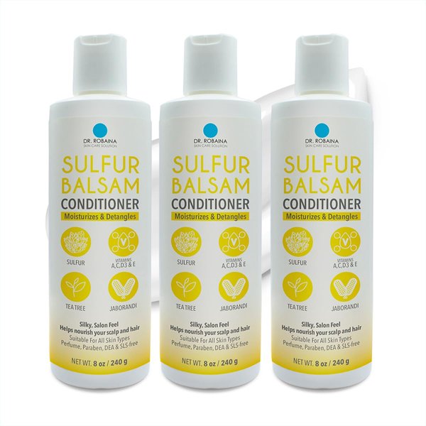SULFUR BALSAM Conditioner - Natural Moisturizing and Detangling - Hair and Scalp Care - Gentle and Effective (Pack of 3)