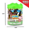 Sunny Days Entertainment Farm Animals Bucket – 56 Piece Toy Play Set for Kids | Horses and More Plastic Figures Playset with Storage Bucket