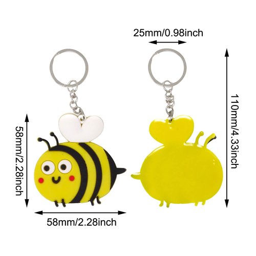 Honbay 12PCS PVC Cute Bee Keychains Bumble Bee Keyrings Bee Theme Party Favors for Birthday Party Baby Shower and School Carnival