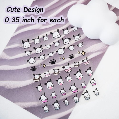 4 Pics Cute Cartoon 5D Embossed Nail Art Stickers, Anime Kawaii Design Self-Adhesive Nail Stickers, Suitable for Ladies, Girls and Children's Nail Art Decoration