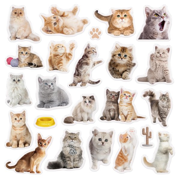 20 Pcs Cat Thick Gel Clings Kitten Window Gel Clings Decals Stickers for Kids Toddlers and Adults Cute Reusable Window Clings for Home Airplane Classroom Nursery Cat Party Supplies Decorations