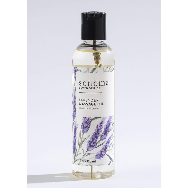 Sonoma Lavender, Pure Lavender Massage Oil, Body Oil for Sore Muscles, Oil for Massaging to Reduce Environmental Stressors, 4 oz