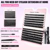 Fluffy Lash Clusters Kit 240pcs DIY Lash Extension Kit, Wispy Lash Clusters Kit Natural 60D+80D Mixed 12-16mm Eyelashes Kit C Curl with Lash Bond and Seal and Lash Applicator Tool.(60+80 Kit)