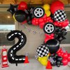 Race Car Birthday Balloons, 40 Inch Racetrack Number Balloon, Racing Car 2nd Birthday Party Supplies Race Car Theme Party Decorations 7 Pcs(2nd)