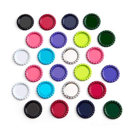 IGOGO 100 Pcs Mixed Colors Bottle Caps Craft Bottle Stickers for Hair Bows Pendants Scrapbooks 1 Inch (10colors x 10pcs))