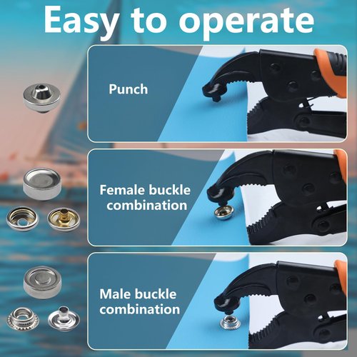 Heavy Duty Snap Button Kit - Snap Fastener Kit Tool with 30 Set 15mm Metal Snaps Used for Fabric, Clothing, Boat Cover
