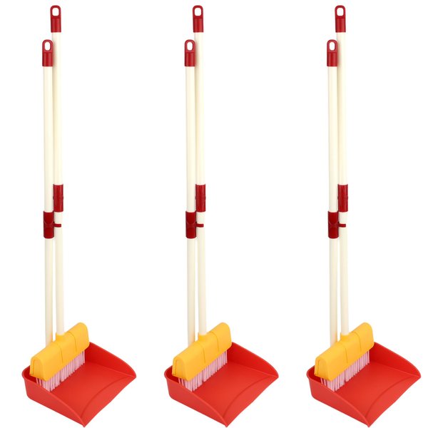 6 Pcs Kids Cleaning Toy Set Including 3 Pcs Toddlers Broom 3 Pcs Child Dust Pan Bulk for Boys Girls Housekeeping Pretend Play Cleaning Toys Gift