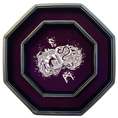 Fantasydice- Purple - Fire Dragon - Dice Tray - 8" Octagon with Lid and Dice Staging Area- Holds 5 Sets of Dice(7 / Standard) For All Tabletop RPGs Like D&D, Call of Cthulhu, Shadowrun.
