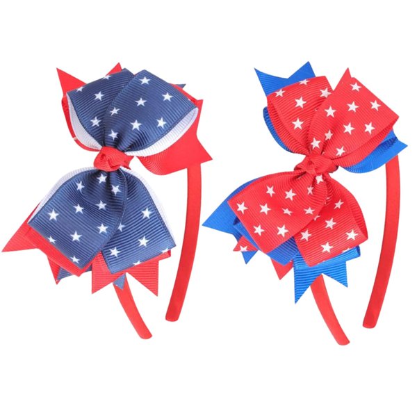 AIUPUOC Star Headband for Girls Cute Hair Bow Back to School Hair Accessories Red White and Blue Headband Patriotic Hair Accessories Memorial Day Accessories Headpiece (Red Blue, Medium)