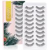 EMEDA False Eyelashes Natural Strips Look Pestañas Postizas Naturales 10 Pairs Invisible Band 3D Demi Wispies 12mm Fake Lashes Small Face Lashes Handmade Clear Band Eye Lashes(005)
