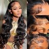 28 Inch Body Wave Lace Front Wigs Human Hair Pre Plucked 13x4 Frontal Wigs Human Hair Wigs for Women 180% Density Glueless HD Lace Front Wigs Human Hair Pre Plucked with Baby Hair Natural Color