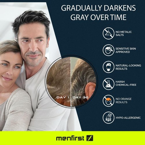 MENFIRST Gradual Gray Darkening Conditioner for Men - Anti Gray Hair Conditioner, Darkens, Thickens, and Hydrates Hair - Sulfate and Paraben-Free - Reverse Gray Hair Treatment - 4 Fl. Oz