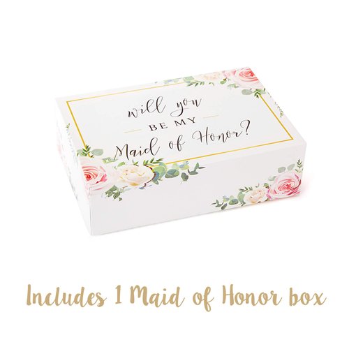 Bridesmaid Proposal Box Set {6 Pack} 1 Maid of Honor Proposal Box and 5 Will You be My Bridesmaid Boxes I Floral Bridesmaid Box for Bridesmaid Gifts