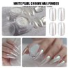 2 Boxes White Pearl Chrome Nail Powder, Mirror Effect Aurora Magic Pearlescent White Nail Powder Pigment, High Gloss Glitter Nail Art, Holographic Ice Aurora Dust Nail Powder for Manicure Decorations