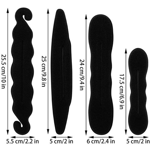 8Pcs Hair Bun Maker Lazy Hair Curler Bun Clips Magic Hair Styler Black Sponge French Deft Maker Flexible Chignon Donut Quick Twister Hair Styling Accessories for Women Girls