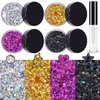 Holographic Chunky Glitter Silver Gold Purplish Red and Black Cosmetic Body Hair Face Eye Nail for Festival Carnival Concert Beauty Rave Accessories Different Shapes 4 Pots+ Quick Dry Primer Glue Gel