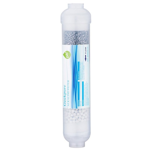 Geekpure 10-inch Inline Alkaline Replacement Water Filter Cartridge pH+ for Reverse Osmosis RO System -1/4”Thread