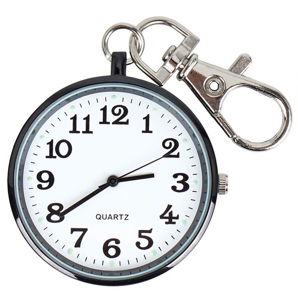 FUNGORGT Pocket Watch for Men Ultra Thin Bold Number Face Quartz Pocket Watch Key Buckle Key Ring-Keychain Clip on Pocket Watch