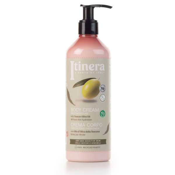 Itinera Deep Moisture Body Cream with Tuscan olive oil (12.51 fl oz) - Dry and Sensitive Skin - Vegan Friendly - 96% Natural Origin Ingredients